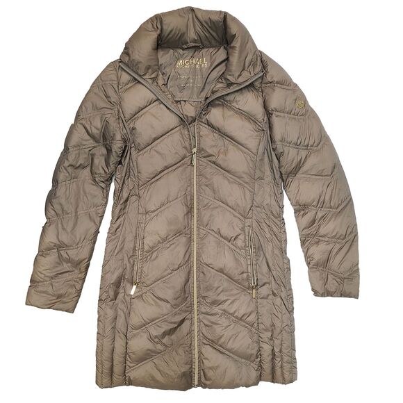 Michael Michael Kors Taupe Packable Lightweight Down Puffer Coat Jacket XS - Picture 1 of 5